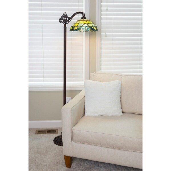 Shop Vivaldi Blue/Green Stained Glass Side Arm Floor Lamp On Sale Free Shipping Today