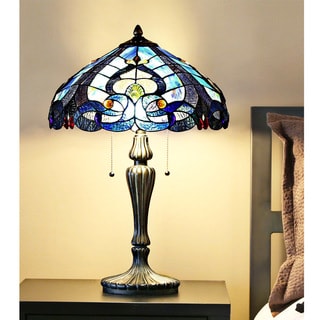 Pull Chain Table Lamps - Shop The Best Deals For May 2017 - Stained Glass Tiffany-style Multicolored Glass/Resin Sea Shore Table Lamp