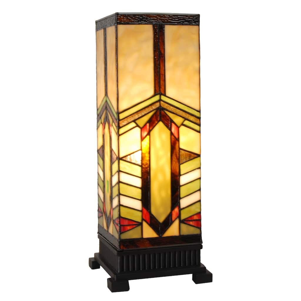 The Curated Nomad Wexler 17.25-inch Stained Glass Stone Uplight - 6.75"L x 6.75"W x 17"H