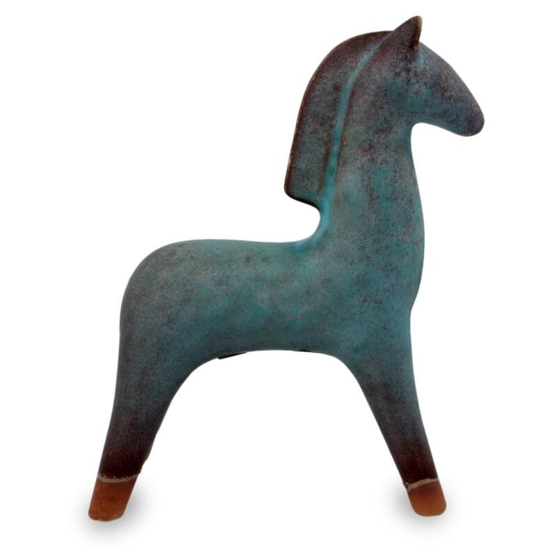 Handcrafted Ceramic Lanna Horse Sculpture (Thailand) - S