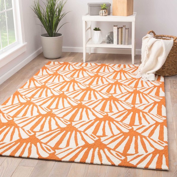 Catteau Indoor Outdoor Geometric Orange Cream Area Rug Free Catteau Indoor Outdoor Geometric Orange Cream Area Rug