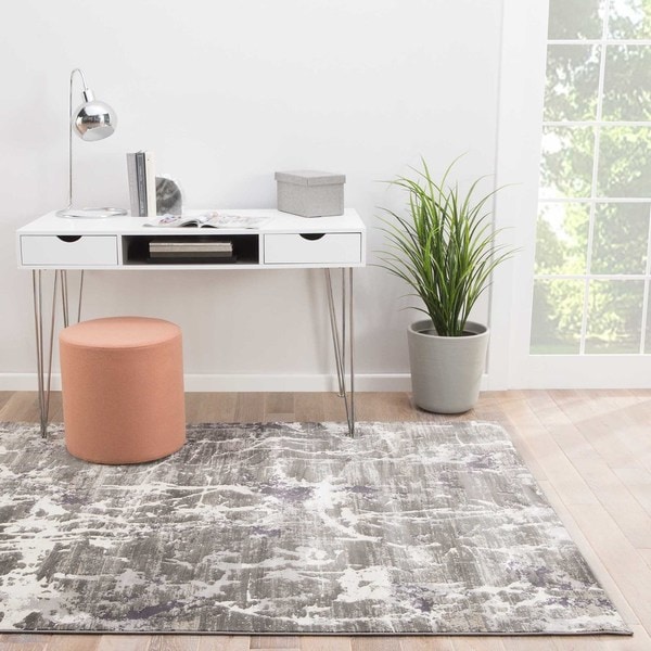 Shop Venture Abstract Gray/ Black Area Rug (9' X 13') On Sale Free