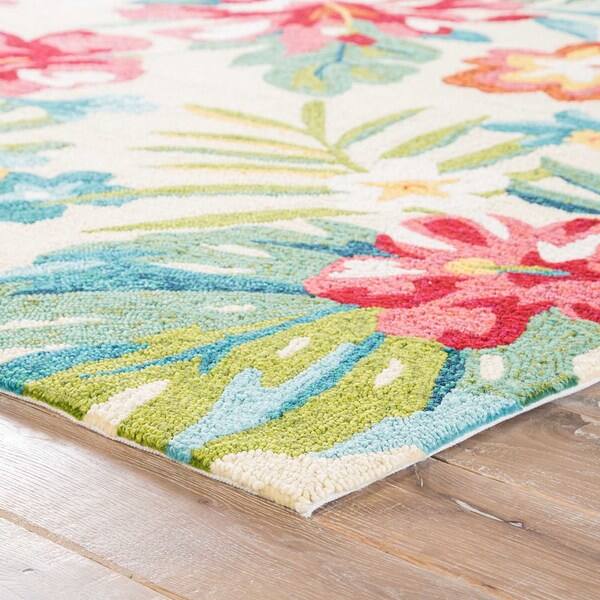 Shop Carmen Indoor Outdoor Floral Cream Multicolor Area Rug 7 6 X 9 6 8 X 10 Surplus Overstock 12088626