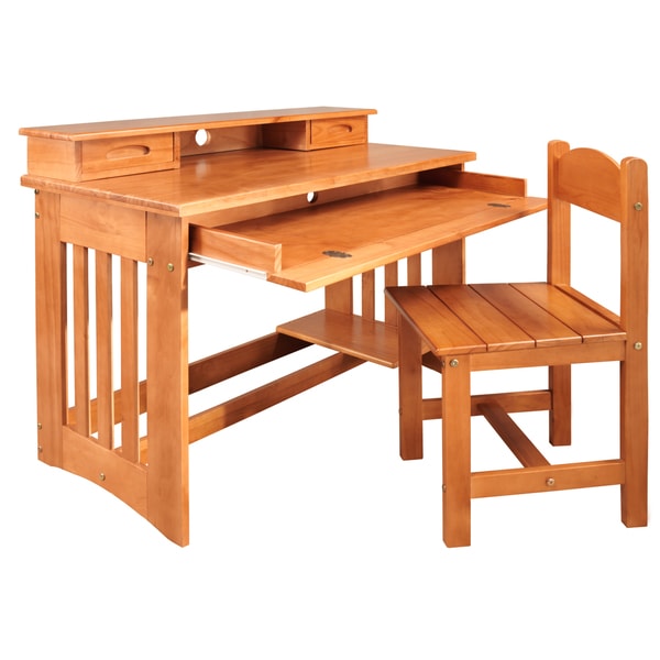 Shop Honeyfinished Wood Student Desk with Hutch and Chair Free