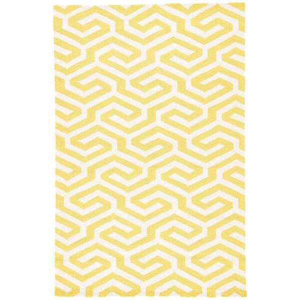 Casselton Indoor Outdoor Geometric Yellow White Area Rug 5 X 7 6 5 X 8 Surplus Overstock 12088879