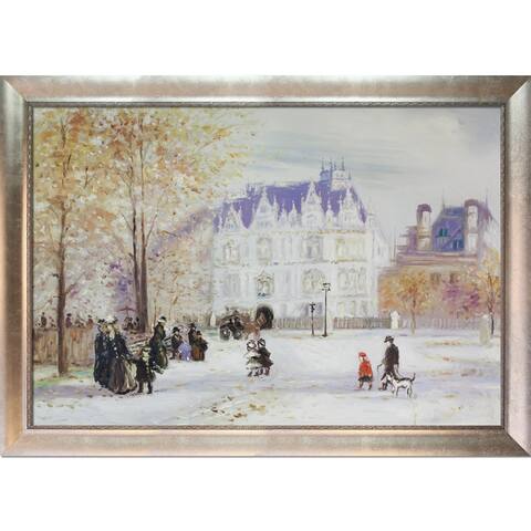 Jean Francois Raffaelli 'The Fletcher Mansion, New York City' Hand Painted Framed Canvas Art