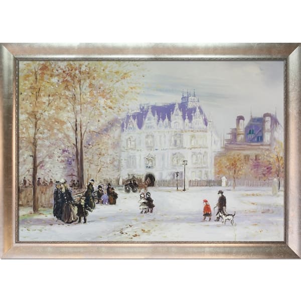 slide 2 of 4, Jean Francois Raffaelli 'The Fletcher Mansion, New York City' Hand Painted Framed Canvas Art