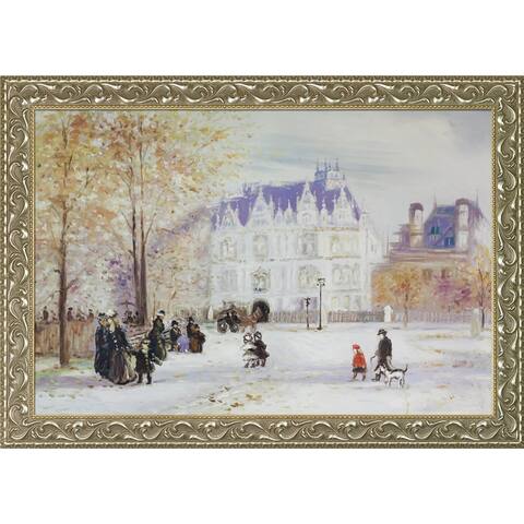 Jean Francois Raffaelli 'The Fletcher Mansion, New York City' Hand Painted Framed Canvas Art