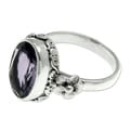 Handmade Sterling Silver 'Frangipani Allure' Amethyst Ring (Indonesia)
