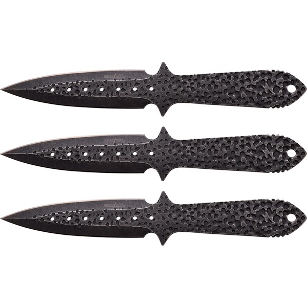 Perfect Point Grey Stainless Steel 3-piece Acid Etched Throwing Knife Set