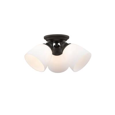 Livex Lighting Somerville Satin Opal 3-light Ceiling-mount Fixture