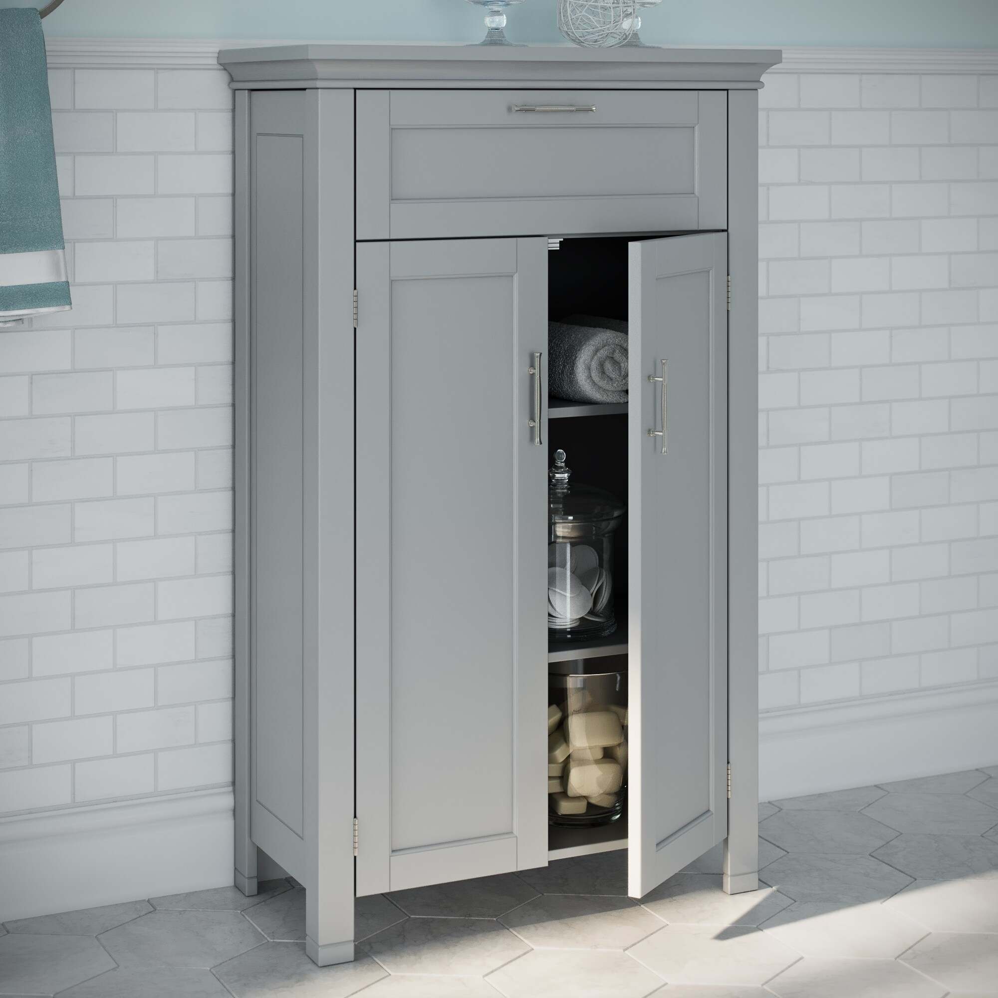 Shop Riverridge Somerset Collection Two Door Floor Cabinet Grey Overstock 12090691