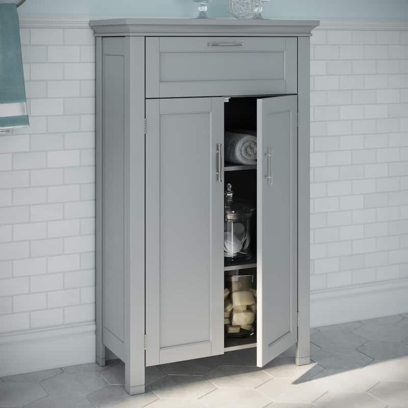 RiverRidge Somerset Two-Door Bathroom and Laundry Storage Cabinet with Drawer and Adjustable Shelf - Gray - N/A
