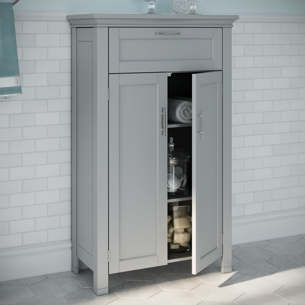 RiverRidge Somerset Two-Door Bathroom and Laundry Storage Cabinet with Drawer and Adjustable Shelf - Gray
