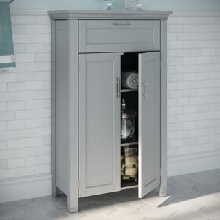 RiverRidge Somerset Two-Door Bathroom and Laundry Storage Cabinet with Drawer and Adjustable Shelf - Gray