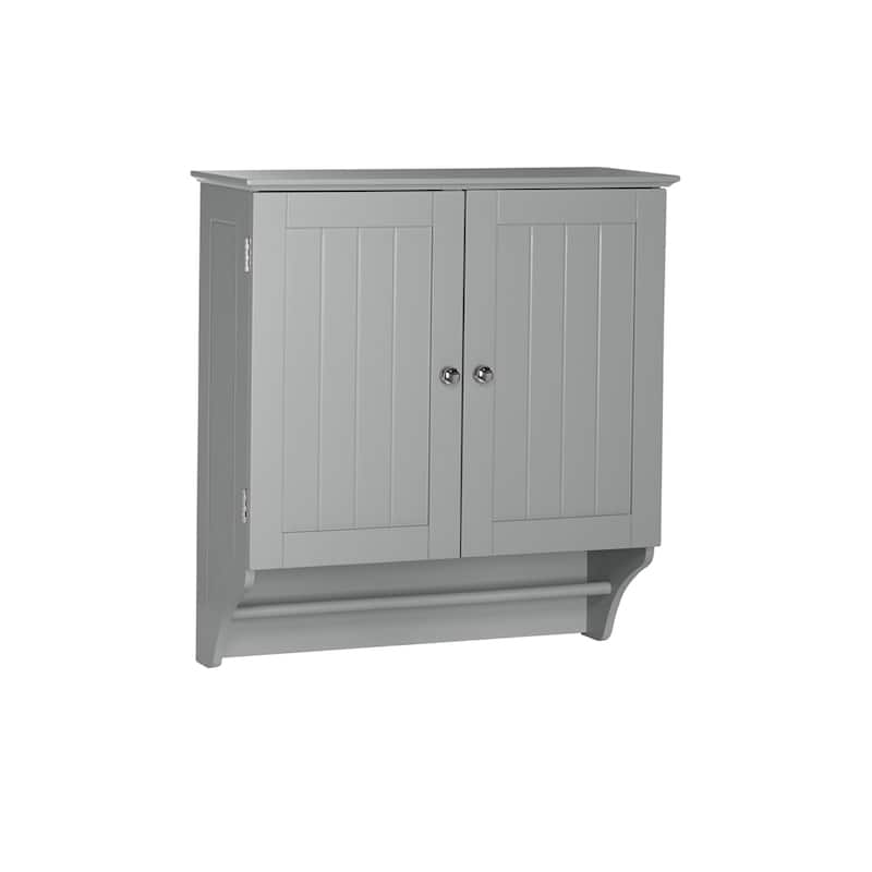 RiverRidge Ashland Two-Door Bathroom and Laundry Wall Mount Storage Medicine Cabinet with Towel Bar - grey