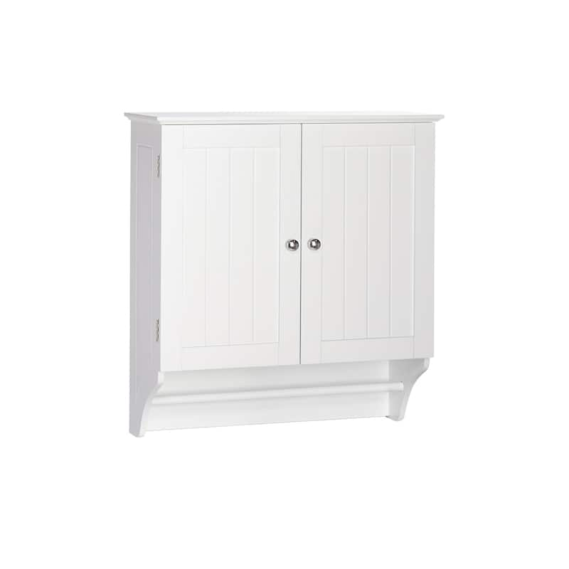 RiverRidge Ashland Two-Door Bathroom and Laundry Wall Mount Storage Medicine Cabinet with Towel Bar - White