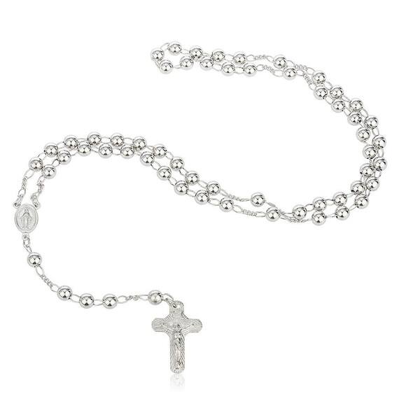 Shop Jewel Sterling Silver Rosary Beaded Necklace Overstock