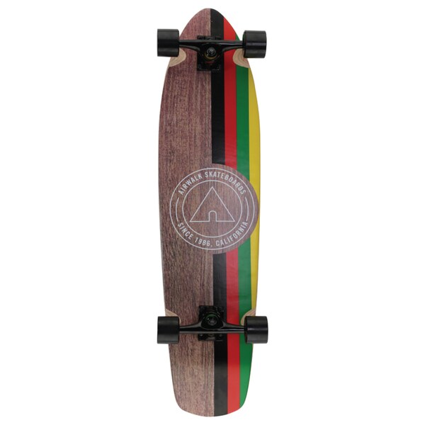 Airwalk Multicolored Wood and Aluminum 36-inch Icon Rasta Longboard Skateboard