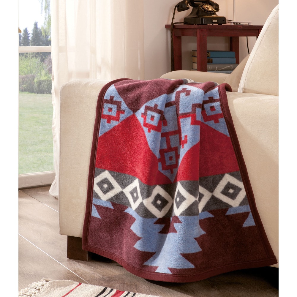 Blanket Throw In Southwest Print Orange Red Brown and Dark