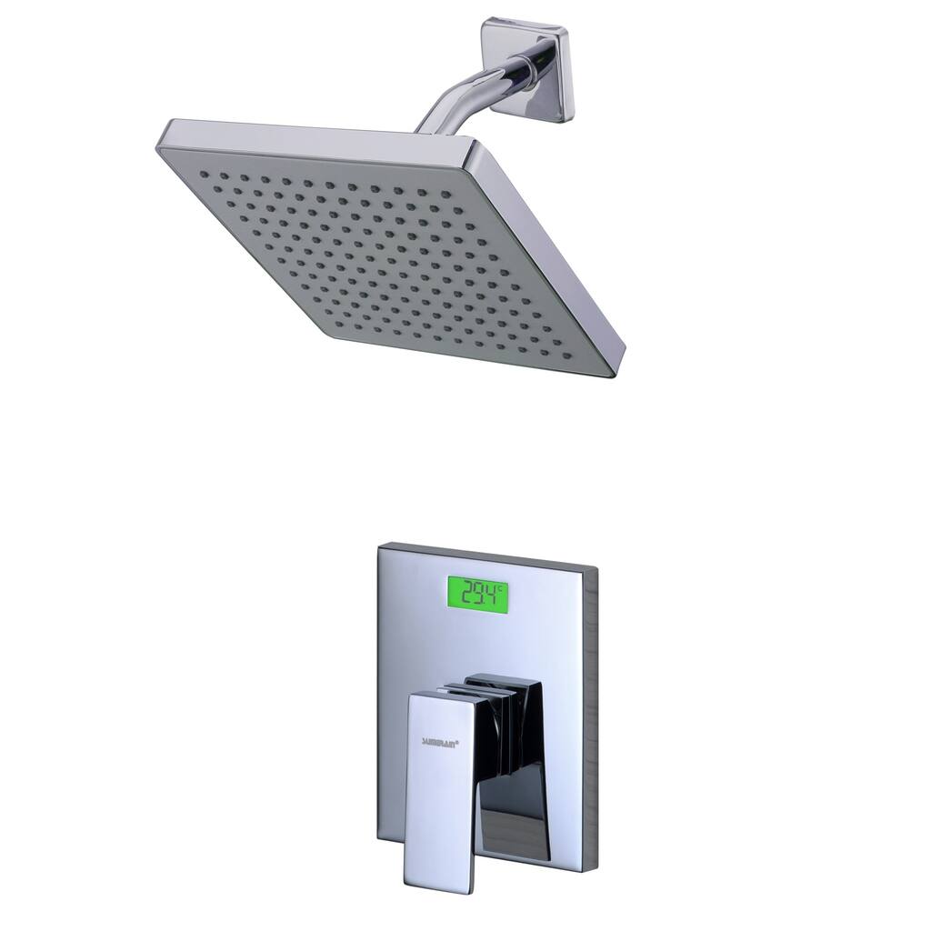 Volume Control Shower Faucet with Valve Trim and Diverter and Temperature-based LED
