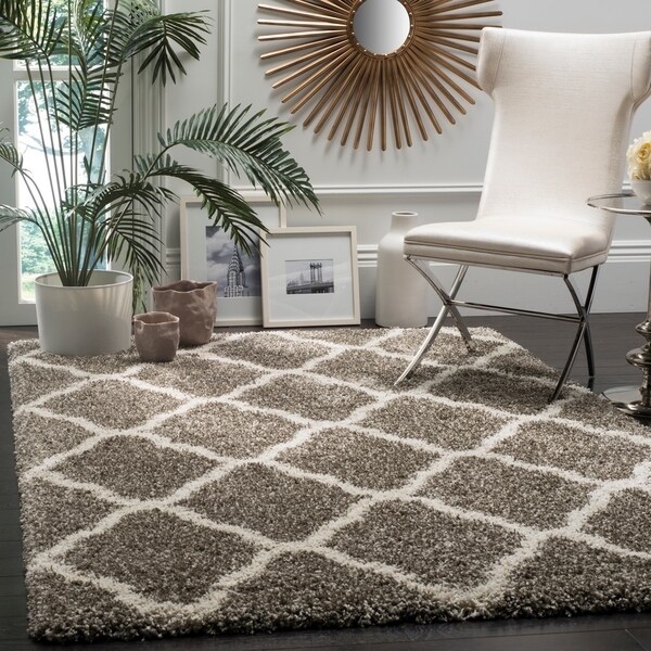 Safavieh Hudson Shag Moroccan Trellis Grey/ Ivory Rug - 8' x 10'