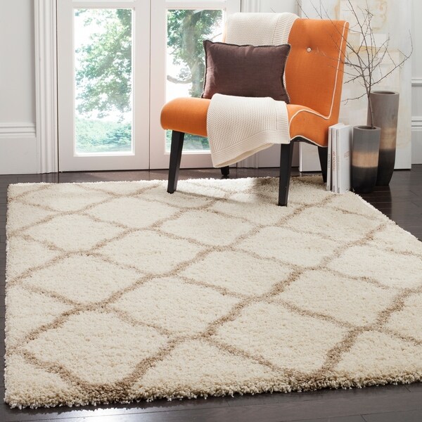 Safavieh Hudson Shag Moroccan Trellis Ivory/ Beige Rug - 8' x 10'