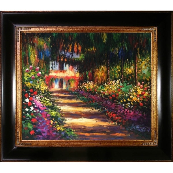 Claude Monet 'Pathway in Monet's Garden at Giverny' Hand Painted Framed ...