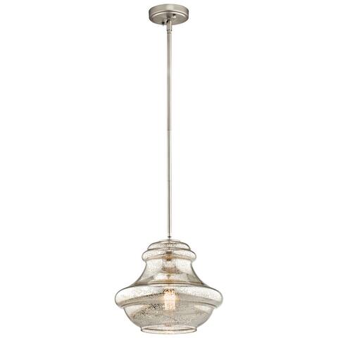 Kichler Lighting Everly Collection 1-light Brushed Nickel Pendant 12 inch Diameter