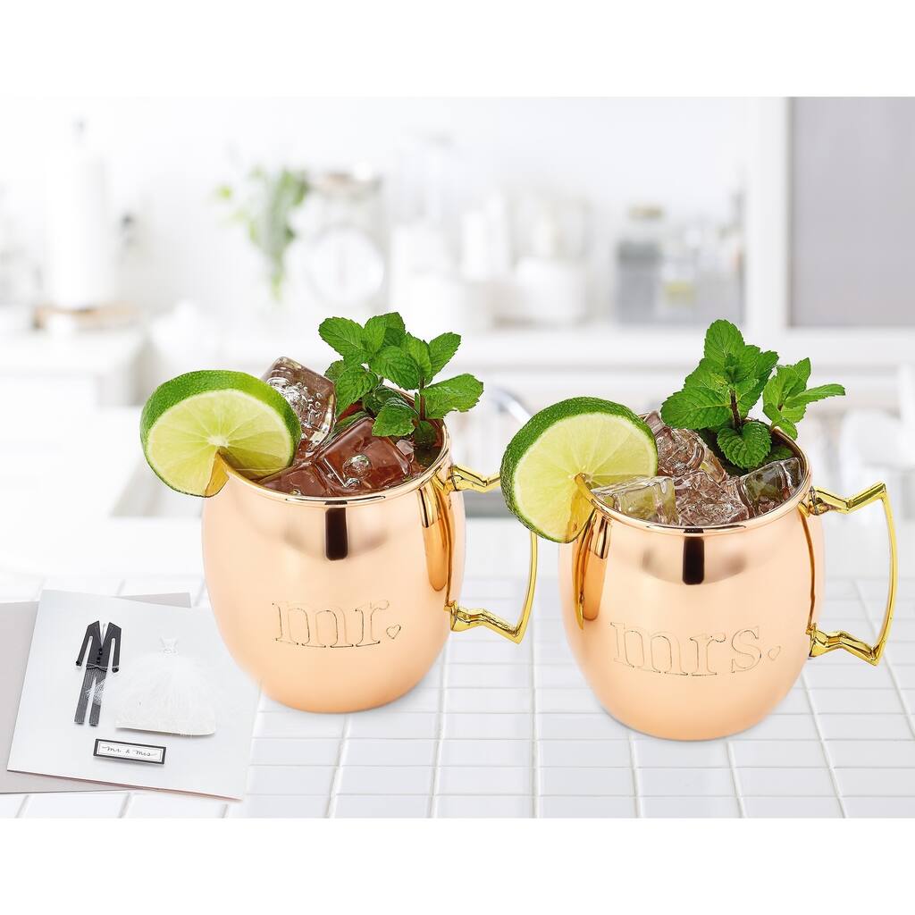 Mr. and Mrs. Solid Copper Moscow Mule Mugs (Set of 2)