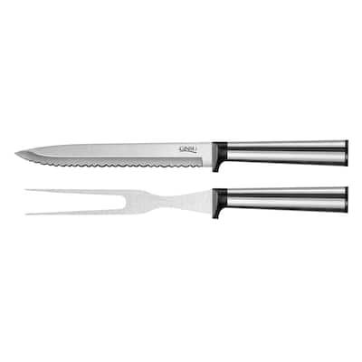 Ginsu Koden Series Stainless Steel 2-Piece Carving Knife Set - Serrated Kitchen Knife Set