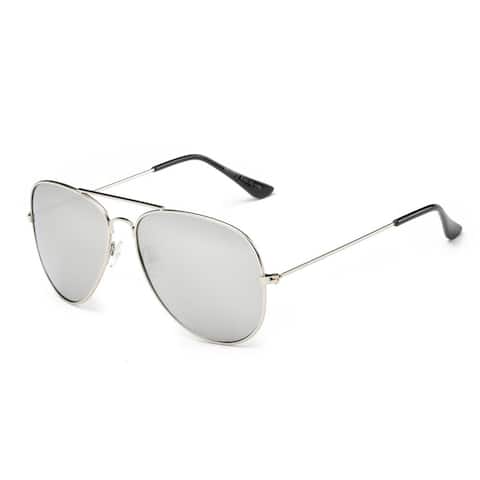 Silver Metal Frame Aviator Sunglasses with Silver 63-millimeter Tinted Lens