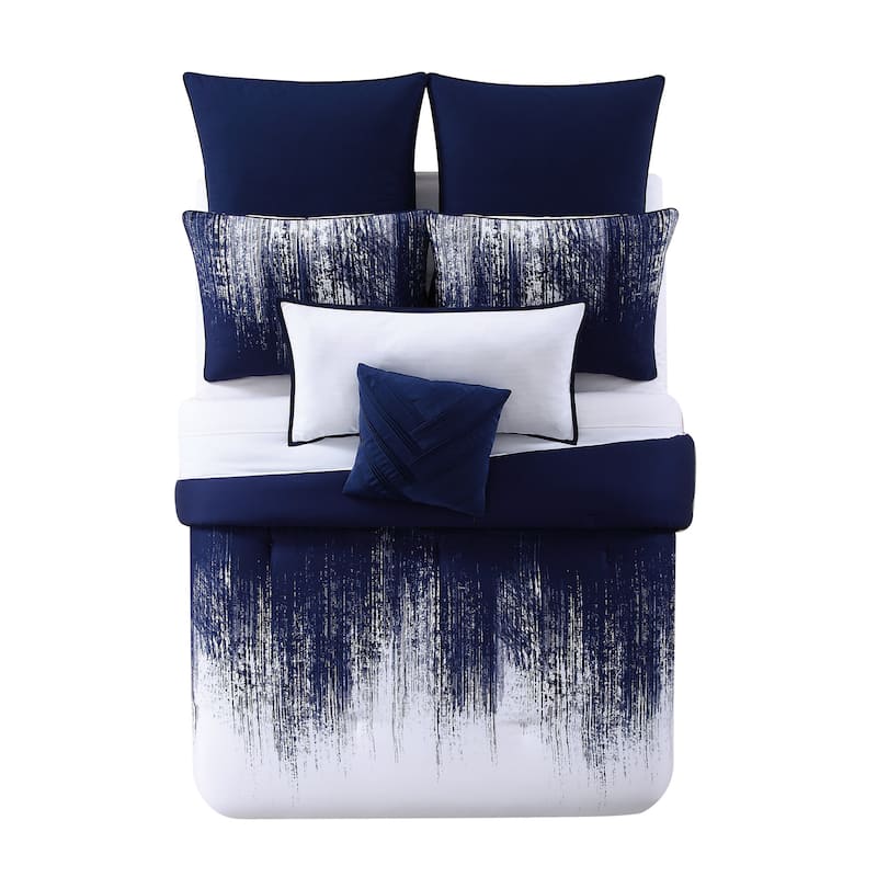 Vince Camuto Lyon Two-tone Brushstroke Comforter Set
