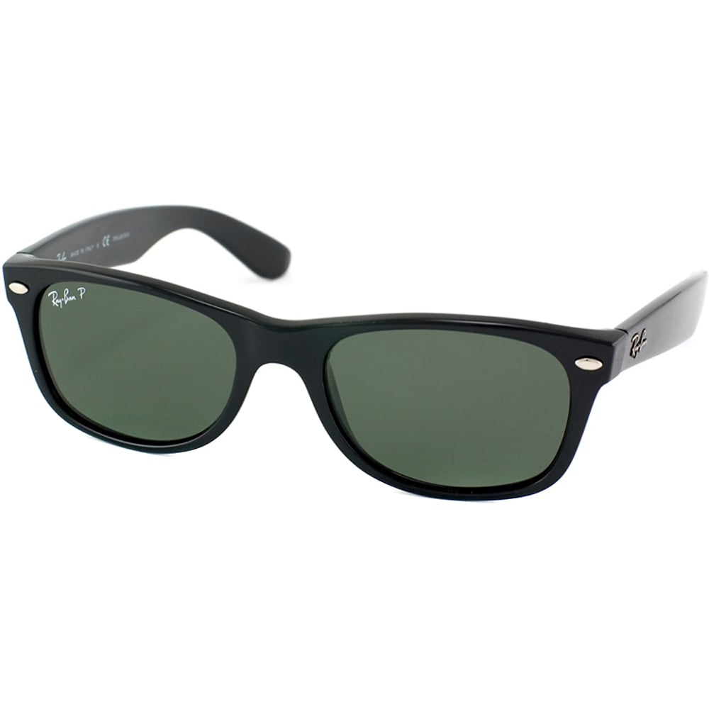 Ray Ban Rb 2132 901 New Wayfarer Black Plastic Sunglasses With Green Polarized Lens Overstock