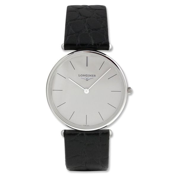 Longines Men's L46916722 'La Grandes Classiques Flagship' Black Leather Watch. Opens flyout.