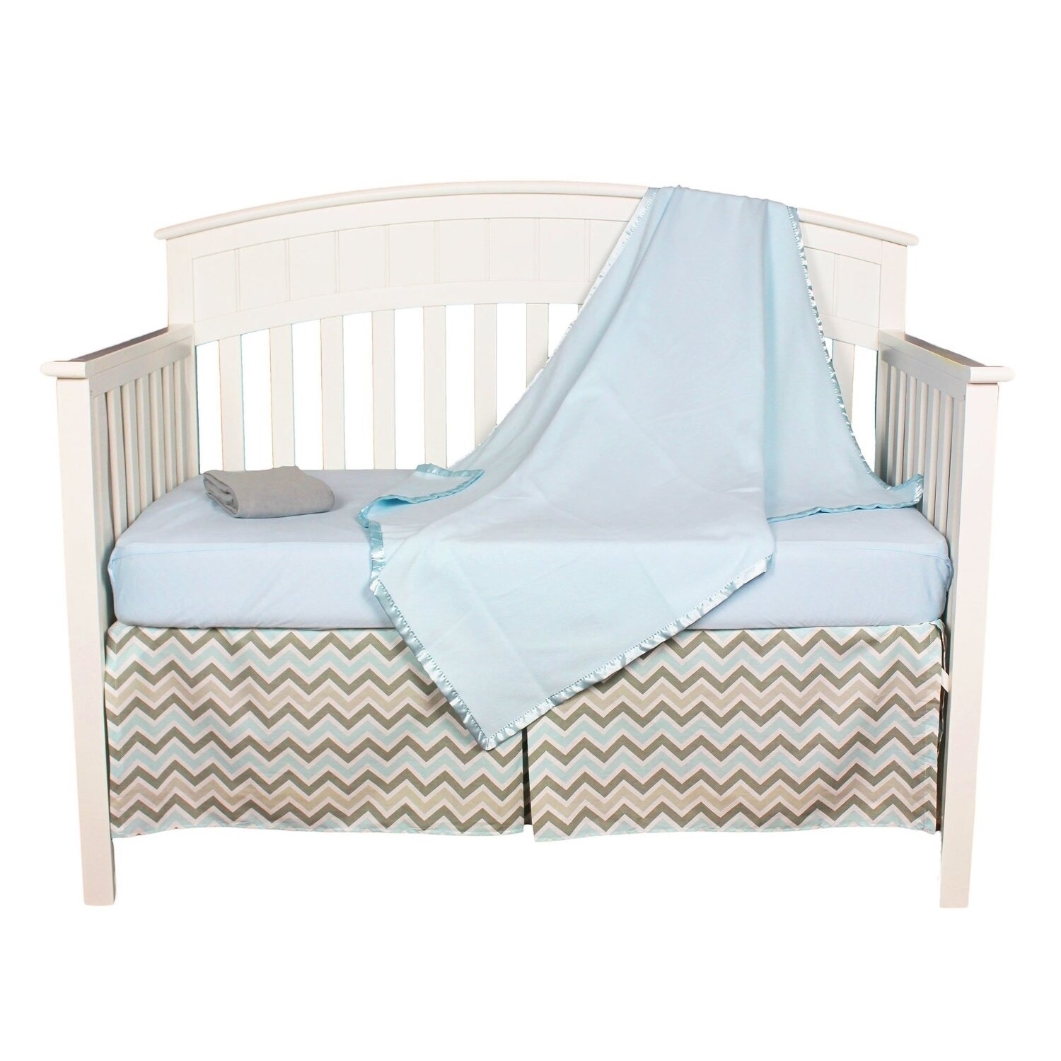 Blue And Grey Zigzag Chevron 4 Piece Baby Boy Crib Bedding Set Overstock 12096820