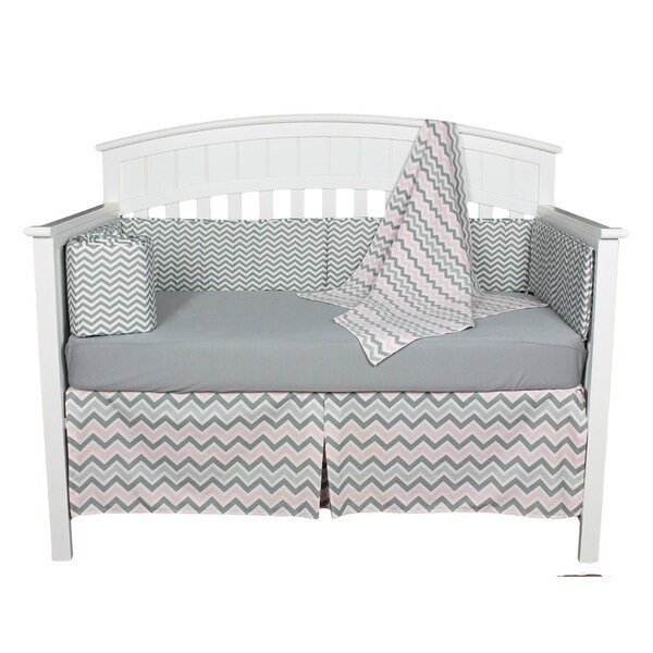 pink and gray chevron crib bedding sets