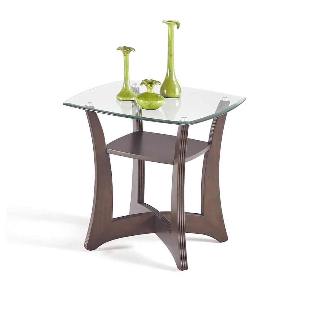 Walnut Veneer/Glass Square Lamp Table