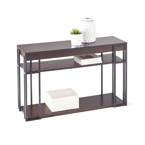 Brown Oak/Metal Sofa/Console Table Overstock 12096903