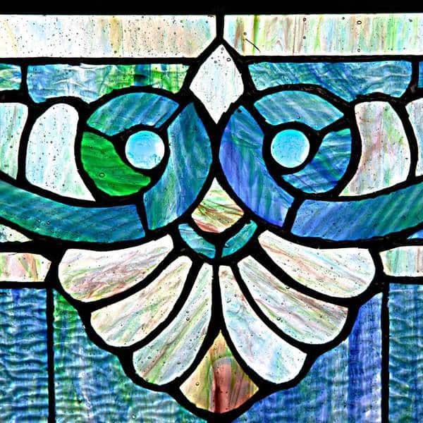 Antique Addison Glass Pane 4 x 8 Solid Teal Design Stain Glass Art Glass
