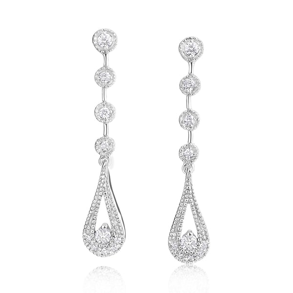 SummerRose 14k White Gold 1/3ct TDW Diamond Dangling Earrings