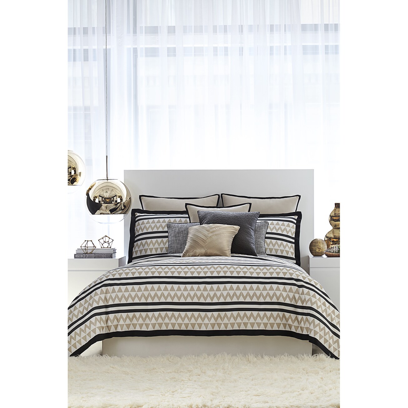 Shop Vince Camuto Taos Black And Taupe Comforter Set Free