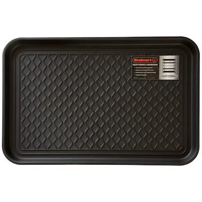 All-Weather Indoor/Outdoor Boot Tray - Weather-Resistant Hard Plastic Shoe Mat with Raised Edge by Stalwart (Black)