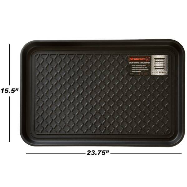 dimension image slide 1 of 2, All-Weather Indoor/Outdoor Boot Tray - Weather-Resistant Hard Plastic Shoe Mat with Raised Edge by Stalwart (Black)