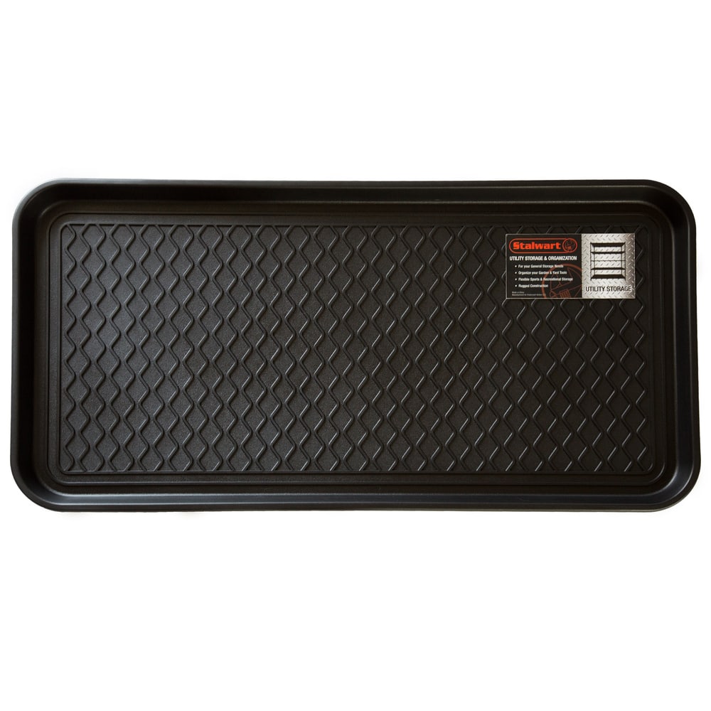 Large All-Weather Indoor/Outdoor Boot Tray - Weather-Resistant Plastic Shoe Mat with Raised Edge by Stalwart (Black)