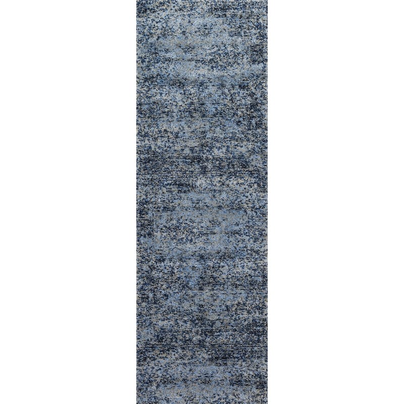 Alexander Home Cassidy Abstract Modern Distressed Area Rug - 1'5" x 7'7" - Light Blue/Grey - Runner/Rectangle