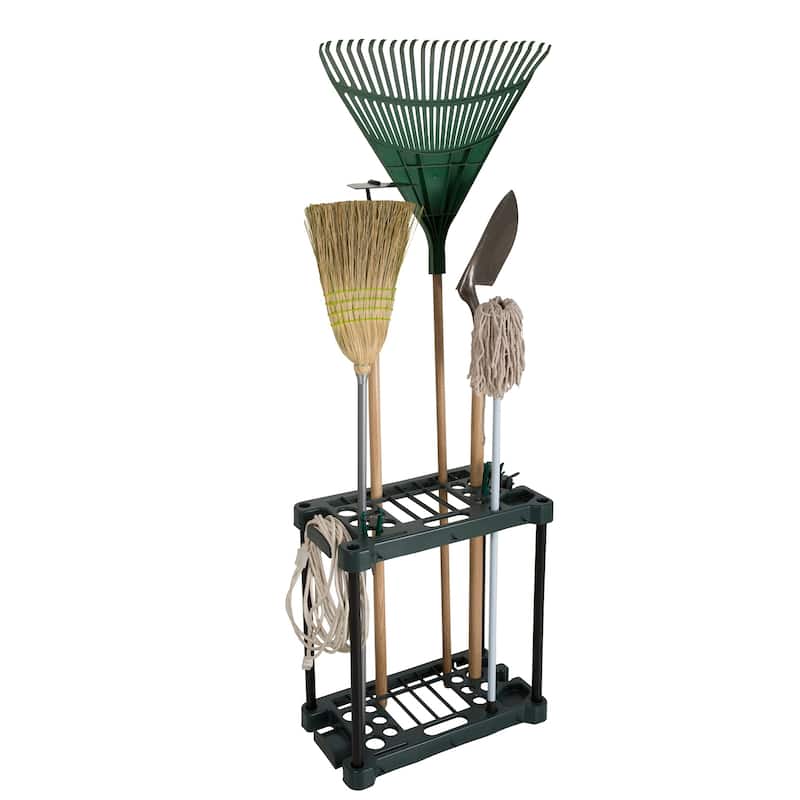 Garden Tool Organizer - 23-Inch Utility Rack Holds up to 30 Yard Tools to Maximize Floor Space by Stalwart (Green)