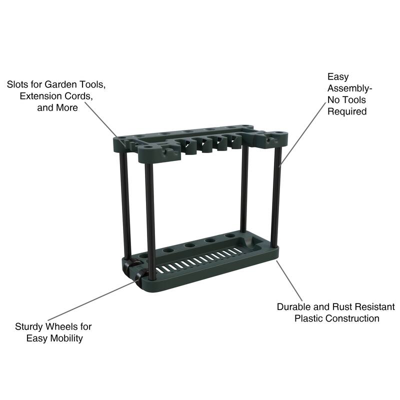 Garden Tool Storage Rack- Portable Rolling Tool and Supply Holder Organizer Holds Up To 40 Tools by Stalwart