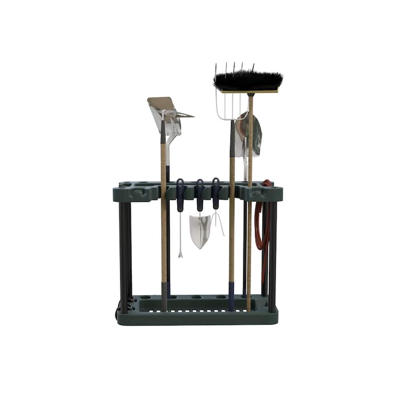 Garden Tool Storage Rack- Portable Rolling Tool and Supply Holder Organizer Holds Up To 40 Tools by Stalwart