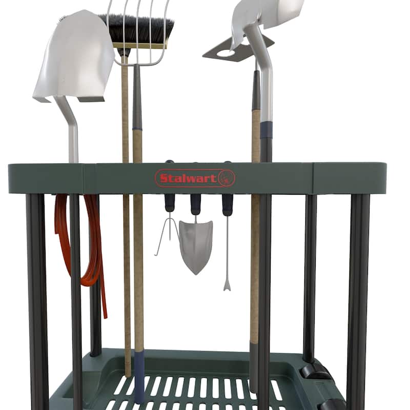 Garden Tool Storage Rack- Portable Rolling Tool and Supply Holder Organizer Holds Up To 40 Tools by Stalwart